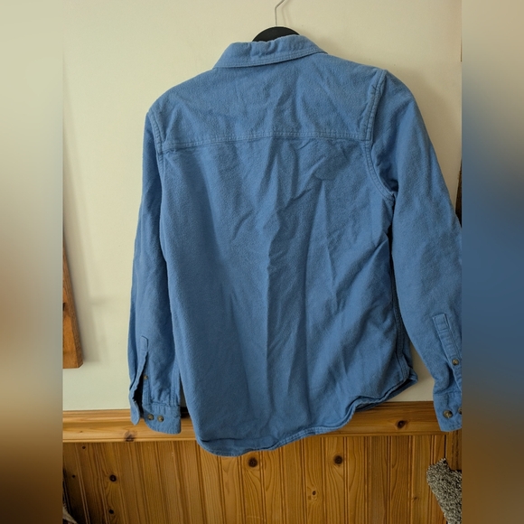 L.L. Bean Vintage Chamois Heavy Neptune Blue Flannel Button Down Size Medium - Picture 5 of 7
